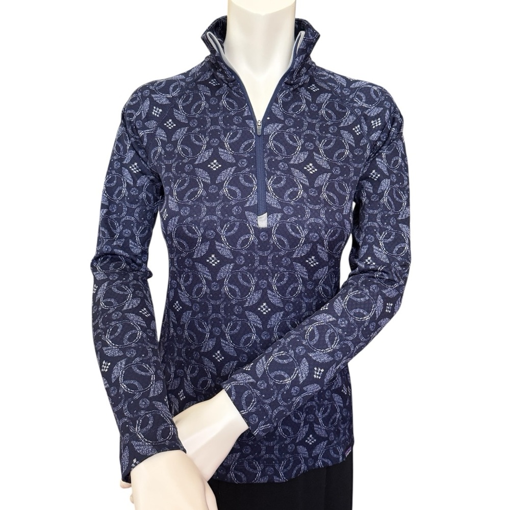 Women's Patagonia Capilene Mid-Weight Zip Neck Base Layer Arctic Ox Geo Navy Top